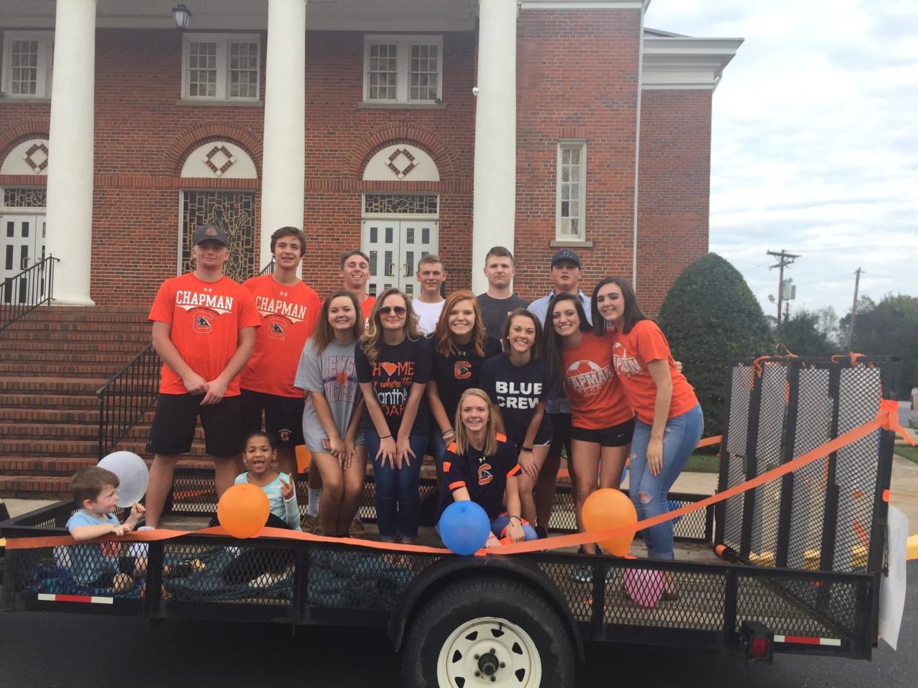 Juniors representing Chapman at the homecoming parade.