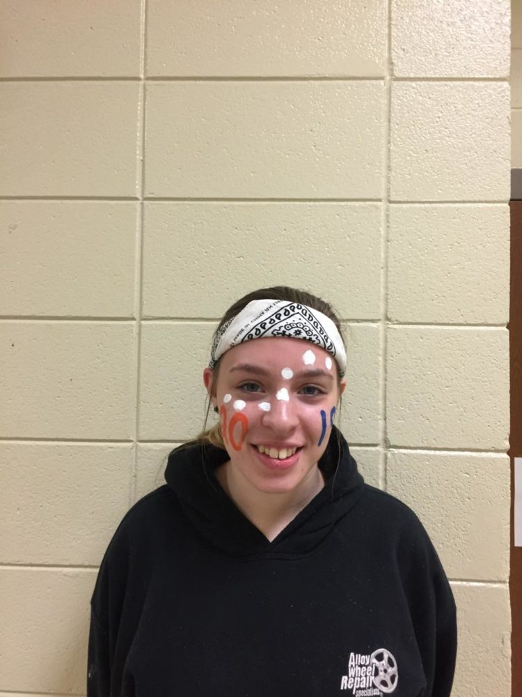 Junior Addison Cabe supporting Chapman on Spirit Day. 