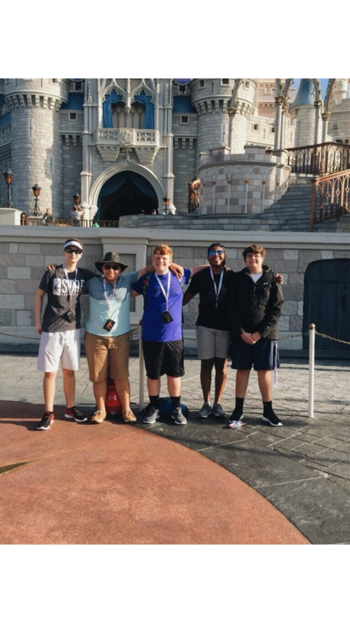 Senior Daniel Brandt, Sophomore Kristopher Hyder, Sophomore Greyson Malone, Sophomore Enajah McCluney and Freshman Caleb Smith spend time in Disney World.