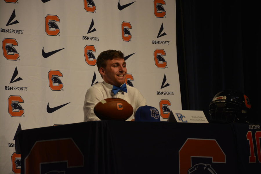 Brandon+Adams+signs+to+Presbyterian+College+to+continue+his+football+career