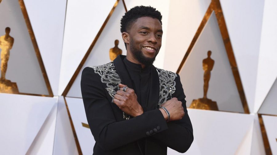 Actor Chadwick Boseman on the red carpet at the 2018 Oscars.