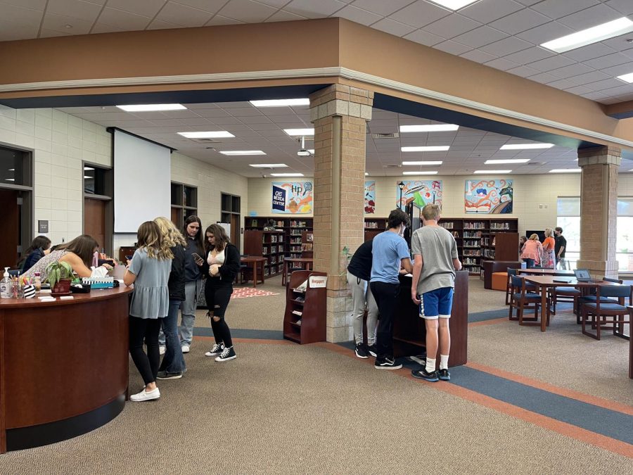 Students participate in media center orientation. The media center is looking forward to more normal operations this year.