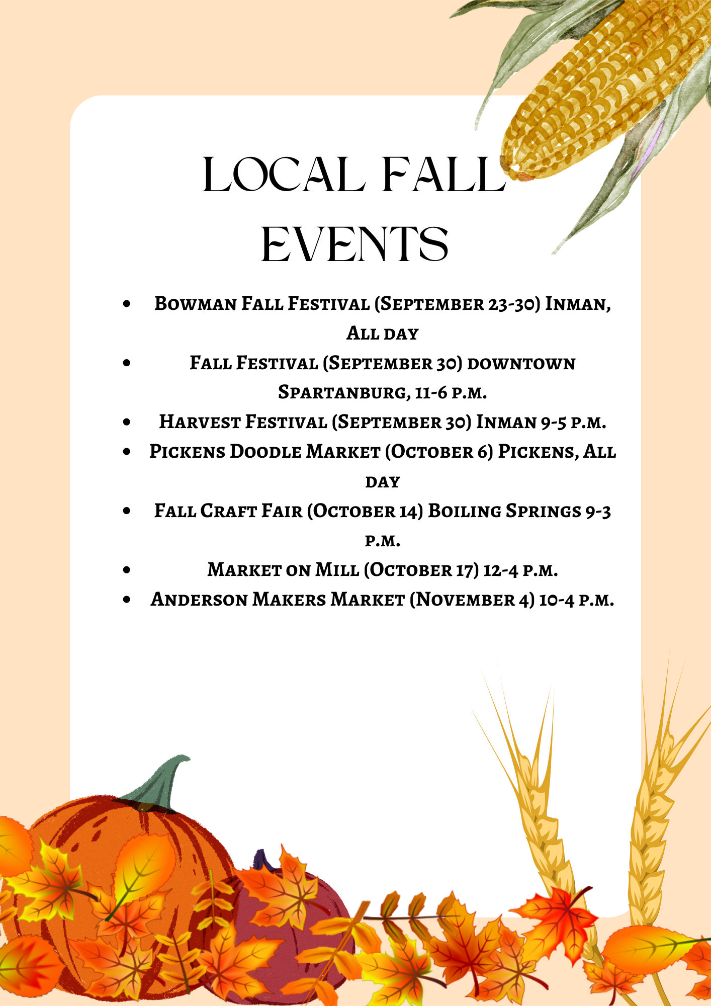 Upcoming local events